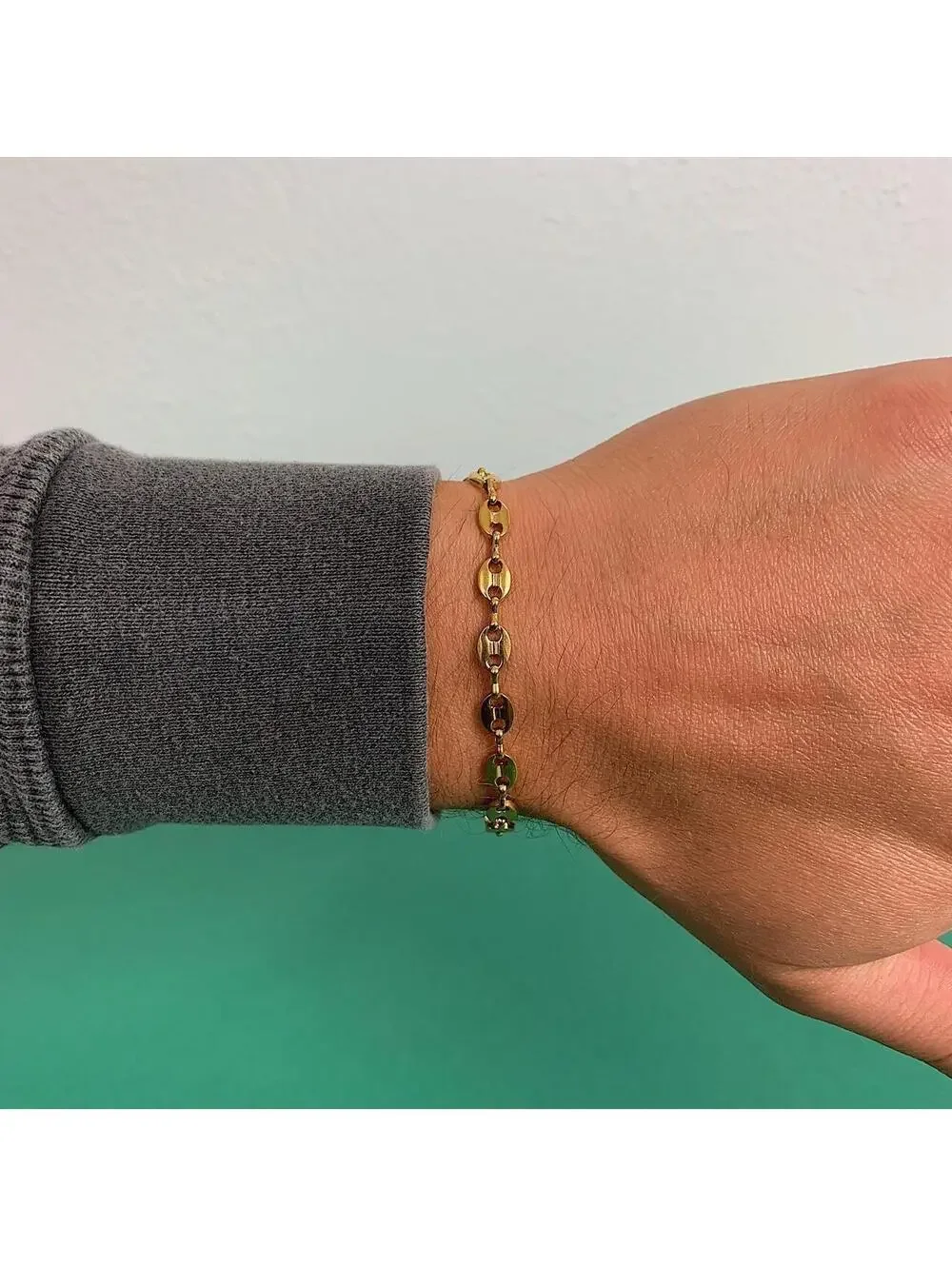 Y2k Cyber Vintage style Coffee Bean Stainless Steel Silver Bracelet. High